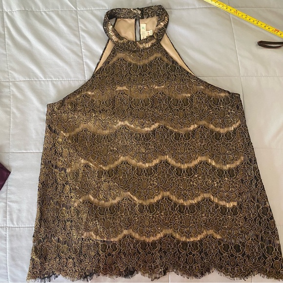 Love, Fire Black and Gold Lace Detail Top - Picture 1 of 4